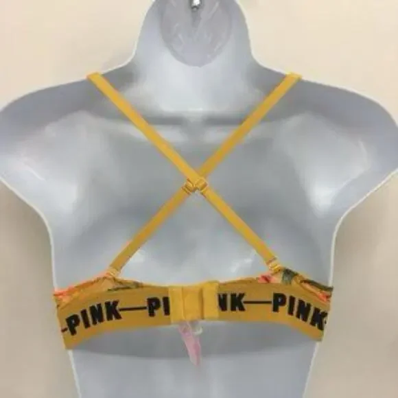 Victoria's Secret PINK Date Push Up Padded Yellow Floral Bra 34C - Picture 8 of 10